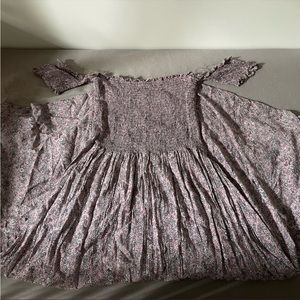 PURPLE/PINK FLORAL OFF THE SHOULDER MIDI FLOWY DRESS